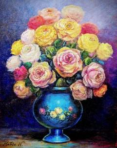 メルカリ  絵画　絵　額付 (黒) 油絵　F4-070202　花（ばら） メルカリ 絵画絵額付 (黒) 油絵F4-070202花（ばら）