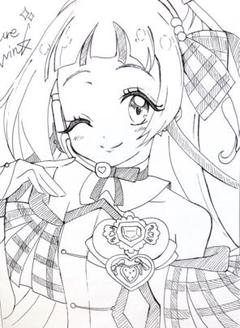 キミとアイドルプリキュア　キュアウインク　蒼風なな　手書きイラスト　ファンアート