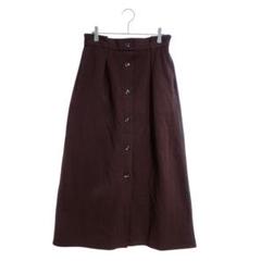 GU ロングスカート ボタン付き L ダークブラウン Aライン