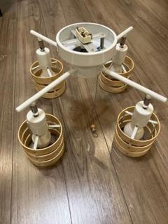 4灯シーリングライト スポットライト　クロスタイプ　木目　ホワイト　電球付