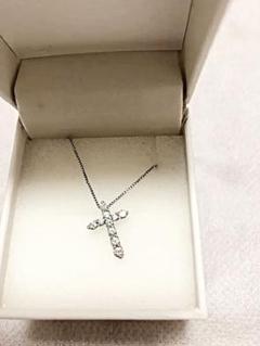 美品★ポンテヴェキオ★PT ダイヤ 0.30CT クロス ネックレス