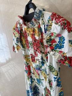 美品GUCCI グッチフローラ花柄パールケープワンピースドレス