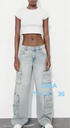 ZARA カーゴデニムパンツ - メルカリ
