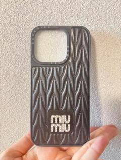 未使用品 MIUMIU iPhoneケース ブルーグレーiPhone15Pro miumiu iphone16/15/15pro ケース パイソン 型押し スマホケース