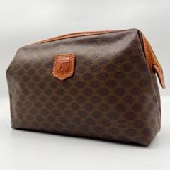 ⭐極美品⭐CELINE　黒マカダム　ポーチ　トリンオフ　レザー　化粧ポーチ 極美品】セリーヌ ポーチ 黒マカダム トリオンフ PVC ゴールド金具