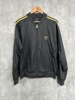 ヴィンテージ　adidas アディダス ナイロンジャケット　黒　金　メンズ L