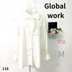 【美品A】 Global work リボン付き長袖シャツ Mサイズ