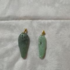 翡翠 とうもろこしペンダント 大小ペア ゴールド