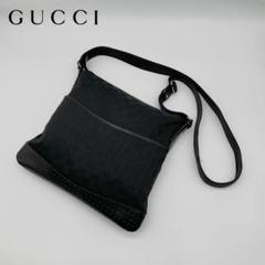 【極美品】 GUCCI レザー×キャンバス ショルダーバッグ GG柄 ブラックのサムネイル