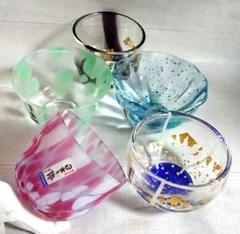 カメイガラス小鉢手作り日本の詩金箔オパールクリスタル5色5個セット