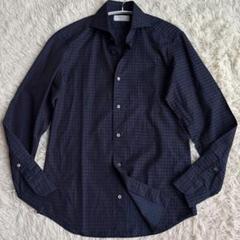 (極美品) FAIRFAX 長袖 デニムシャツ 総柄 ホリゾンタルカラー