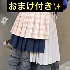Me +Me アシンメトリーチェック柄プリーツ巻きスカート　ピンク Me +Me アシンメトリーチェック柄プリーツ巻きスカート ピンク
