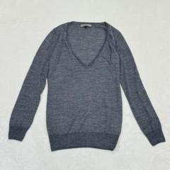 プロポーション ラメVネックニット トップス グレー シンプル フォーマル 薄手