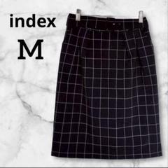 index チェック柄 タイトスカート M モノクロ　膝丈　着回し抜群　おしゃれ