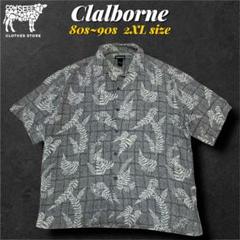 80s90s Clalborne レーヨン開襟アロハシャツ　実寸2XL アメカジ