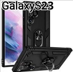 GalaxyS23 ケース　ブラック　黒　リング付き 耐衝撃のサムネイル