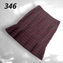D2》ブルックスブラザーズ346 ウール　レッドチェック フレアスカート　L①