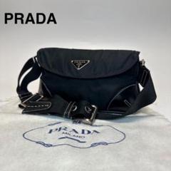 j30【極美品】プラダ　三角ロゴ　ナイロン　レザー　ブラック　ショルダーバッグ j30【極美品】プラダ三角ロゴナイロンレザーブラックショルダー