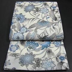 名古屋帯(青/花/更紗/江戸紅型/夏帯/麻紅梅) 名古屋帯(青/花/更紗/江戸紅型/夏帯/麻紅梅)