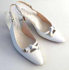 TOD'S ホワイトスリングバックミュール 36.5　パンプス　白