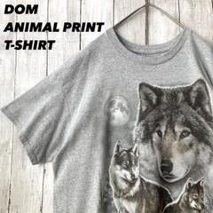 DOM アニマルプリントウルフプリントTシャツ　サイズ Lグレー　アメリカ古着