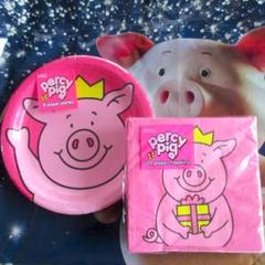M&S Percy Pig かわいい子豚ちゃん ペーパーナプキン&プレートセット 
