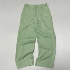 00s~ レーヨン センタープレス スラックス ミントグリーン 光沢 ドレープ