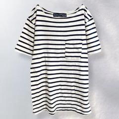 868》トラップユー 半袖カットソー Tシャツ ボーダー 綿100% ラフ M