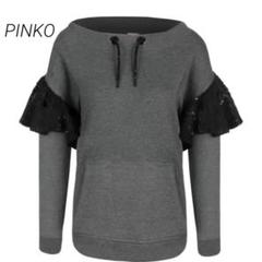 衝撃特価 ピンコPINKOレース&フリル スウェットトップ黒#XS トップス