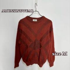 AMUNSINGWEAR ウールニットセーター（M）ブラウン　総柄