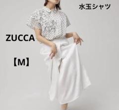 ズッカ　ZUCCA 【M】水玉模様 フリル付きシャツ カジュアル　透け感　シアー ズッカ ZUCCA 【M】水玉模様 フリル付きシャツ カジュアル 透け