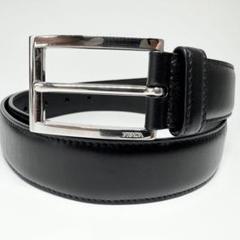 【極美品】PRADA ベルト レザー ブラック シルバーバックル ビジネス