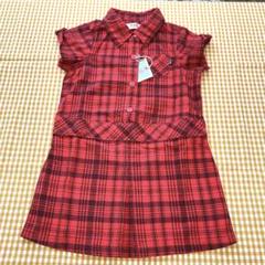 エーアーベー　❤️新品❤️ 90㎝・半袖ワンピース・赤×黒・チェック