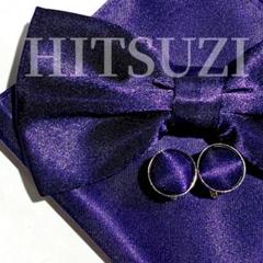 蝶ネクタイ　チーフ　カフス　結婚式　披露宴　お洒落　紫　バイオレット　g88