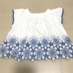 プティマイン　花柄刺繍 半袖チュニック90