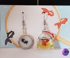 夏祭り　金魚　和風　ピアス　ハンドメイド