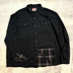 古着Wrangler ラングラー　裏チェック長袖シャツジャケットブラック黒3XL