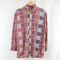 90s NAF NAF フラワー 花柄 ハート チェック 総柄 シャツ 古着