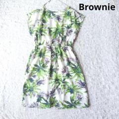 【ブラウニー】Brownie ミニワンピース　リゾート柄　ヤシの木　半袖　夏