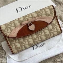 クリスチャンディオール 三つ折り財布 トロッター柄 ベージュ
