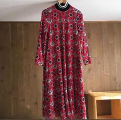【 VALENTINO 】ヴァレンティノ★タイ付き・赤ロングワンピース★１回着用 VALENTINO 】ヴァレンティノ☆タイ付き・赤ロングワンピース☆1