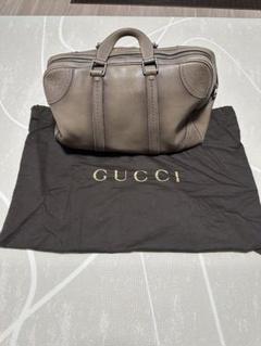 GUCCI グレージュ　レザー ボストンバッグ