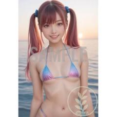 美少女 水着 グラビア セクシー 微笑み A4アート 高画質 ヨ723_25
