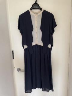 ohta オオタ ウール混 スリットネック レイヤードワンピース SS 黒