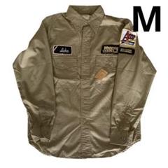 ワークシャツ M ナチュラルベージュ ワッペン 長袖シャツ ミリタリーシャツのサムネイル