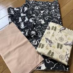 プリント生地3枚(犬、猫、うさぎ)と無地生地1枚(ベージュ)のセット　送料込み