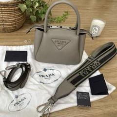 PRADA プラダ ナッパアンティーク レザー ハンドバッグ グレー PRADA ［飯能本店］PRADA プラダ ナッパボンバー ※ストラップ欠