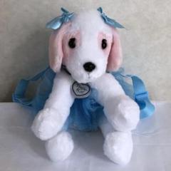犬型ぬいぐるみ　リュック　白・水色・ピンク　約H24×B20㎝