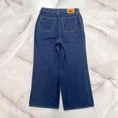 【美品】45R おこめデニムのシャルロットパンツ デニム 刺繍ロゴ サイズ1 45Rおこめデニムの納戸納戸シャルロット5（清）: WOMEN｜45R