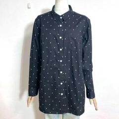 ❤️美品 スマイルランド モノトーン ドット柄シャツチュニック 大きめサイズ5L